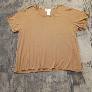 Susan Graver Style Tunic Top Plus Size 2X Tan Jersey Knit Stretch